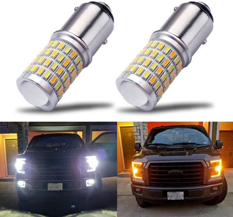 iBrightstar Newest Super Bright 1157 2057 2357 7528 BAY15D P21/5W Switchback LED Bulbs with Projector Replacement for Daytime Running Lights / DRL and Turn Signal Lights,White/Amber