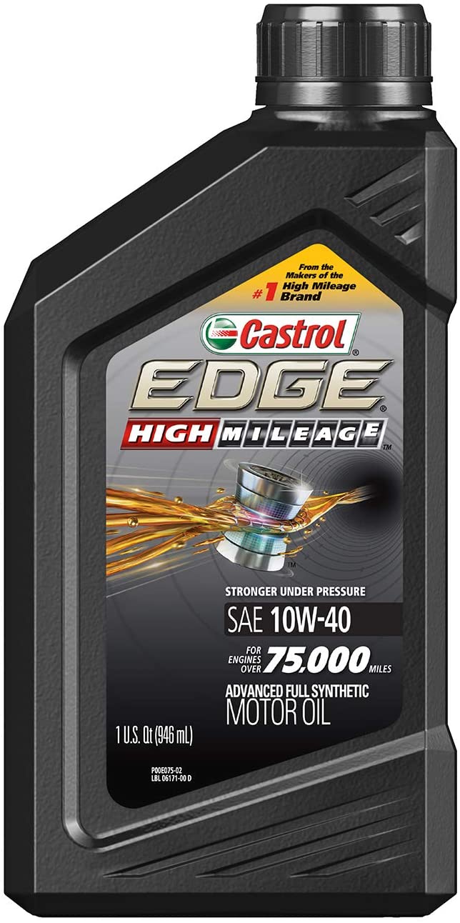 Castrol 06171 EDGE High Mileage 10W-40 Advanced Full Synthetic Motor Oil, 1 Quart, 6 Pack