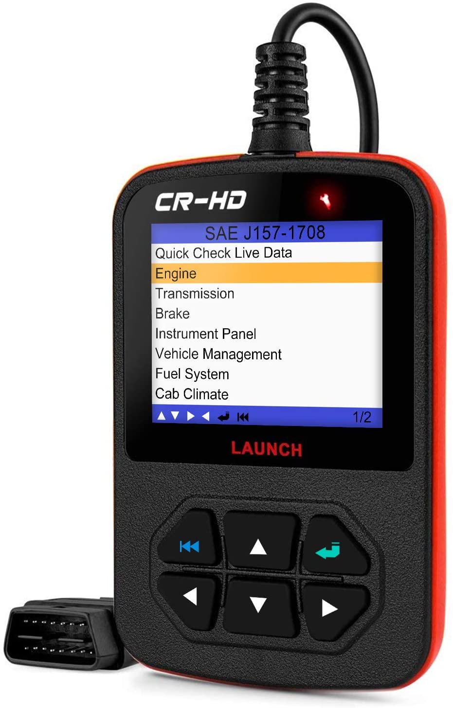 LAUNCH CReader HD Plus Heavy Duty Truck Obd2 Diagnostic Reader OBDII Scan Tool CRHD Truck Code Scanner with OBD-II Communication Modes 1-10 and J1587, J1708 and J1939 protocols