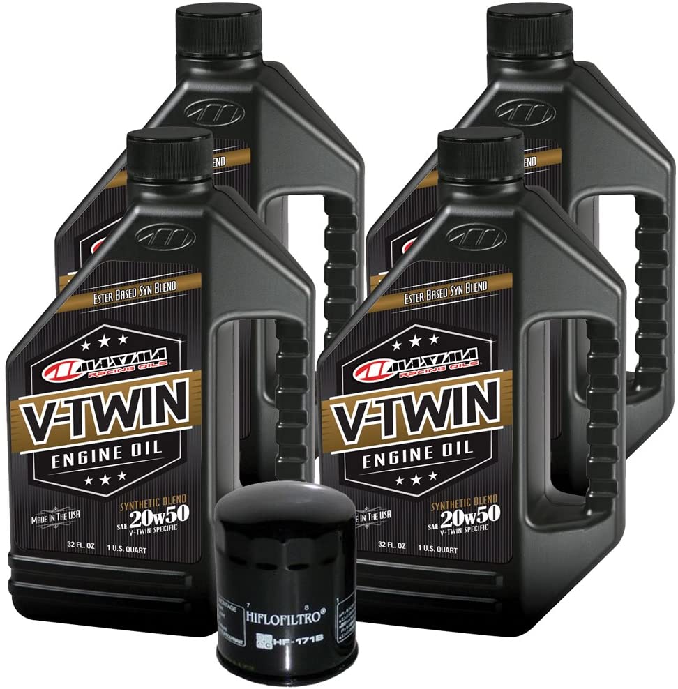 MaximaHiflofiltro VTEOCK21 Synthetic Blend Engine Oil Change Kit for Harley Davidson Twin Cam V-Twin - 4 Quart