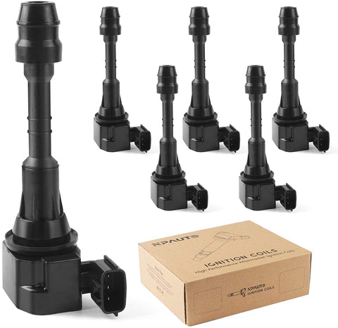 NPAUTO Ignition Coils Compatible with 2002-2008 Nissan Maxima Pathfinder Altima Frontier Murano Quest Xterra 02-04 Infiniti I35 QX4 V6 3.5L 4.0L, UF349 C1406, Pack of 6