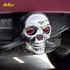 Bully CR-018 Chrome Skull Emblem LED Light Trailer Tow Hitch Receiver Cover with Plug In LED Brake Lights for Chevy, Dodge, GMC, Ford, Toyota, and Others