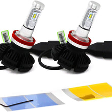 Alla Lighting 2017 X3 Newest 6000lm DIY 3 Colors White Gold Yellow Ice Blue Xtremely Super Bright High Power ZES Chips Mini H11 H8 H9 LED Headlight Conversion Kits Bulbs - 2 Year Warranty (H11)