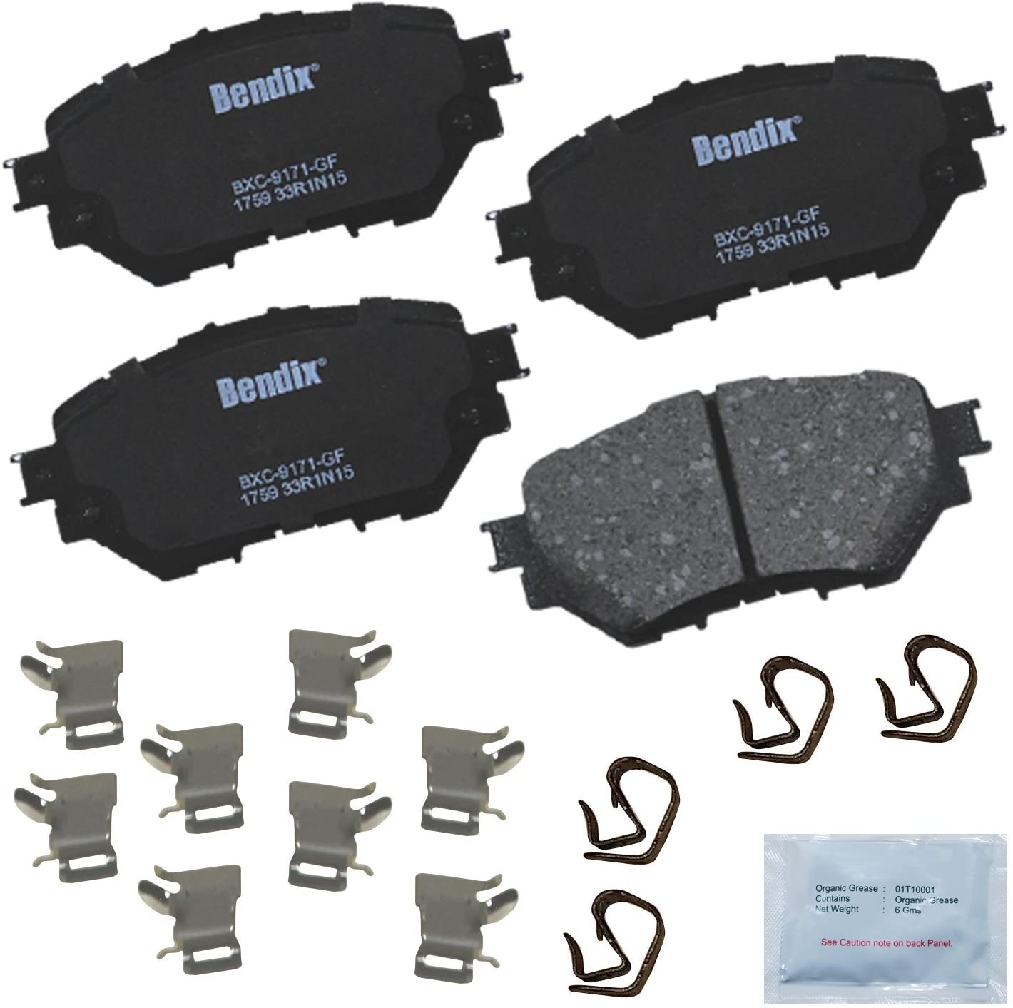 Bendix Premium Copper Free CFC1759 Ceramic Brake Pad (with Installation Hardware Front)
