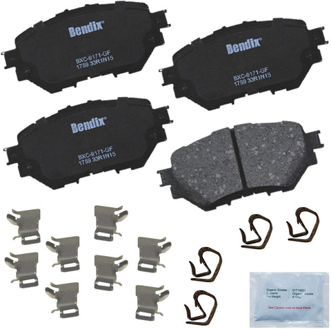 Bendix Premium Copper Free CFC1759 Premium Copper Free Ceramic Brake Pad (with Installation Hardware Front)