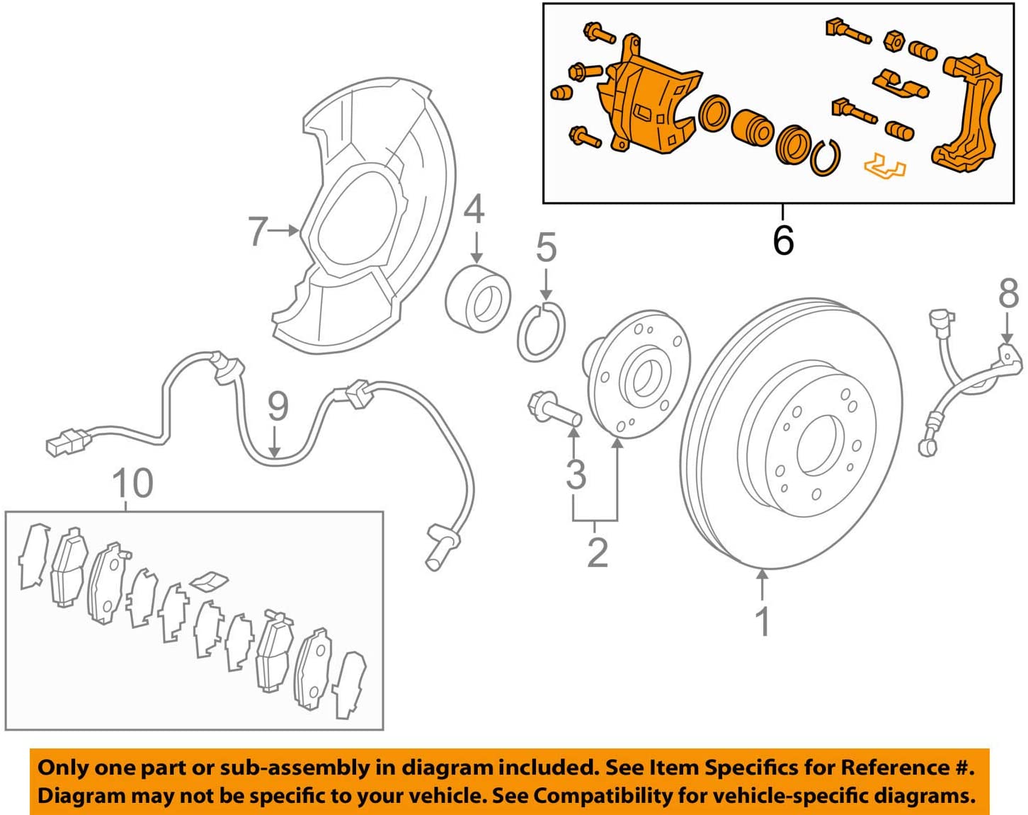 Genuine Honda 45019-T2F-A00 Left Front Caliper Sub-Assembly