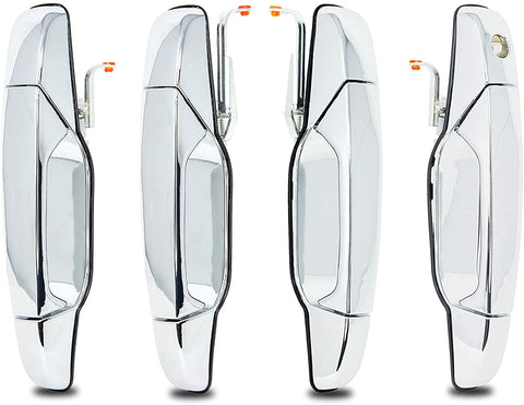 Replacement Exterior Chrome Door Handle Full Set of 4 - Fits 2007-2014 Chevy Silverado, Suburban, Tahoe, Escalade, GMC Sierra, Yukon, 07-13 Avalanche - Replaces 15915659, 22738721, 22738722, 15915660