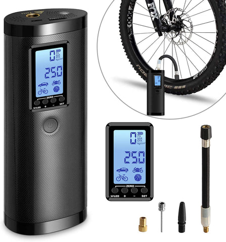 LLIVEKIT Rechargeable Air Compressor Pump Mini, Portable Cordless Tire Pump, Electric Hand Held Car Inflator, Digital LCD LED Light, 2000mAh Power Bank USB Charging, for Motorcycle, Bike, Bicycle