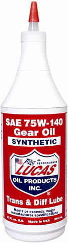 Lucas Oil 10121-12 75W140 Synthetic Transmission and Diff Lube - 1 Quart - Case of 12