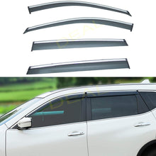 DEAL 4-Piece Set Outside Mount Tape On/Clip On Type Smoke Tinted Sun/Rain Guard Vent Window Visors With Chrome Trim For 2014-2020 Nissan X-Trail Rogue