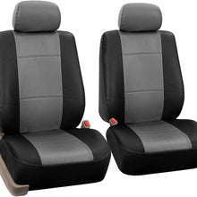 FH Group FH-PU007102 Deluxe Leatherette Front Set Seat Covers, Airbag Compatible, Tan Color- Fit Most Car, Truck, SUV, or Van