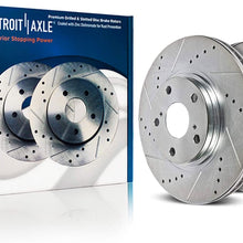 Detroit Axle - 10.82" (275mm) 5 Lug FRONT Drilled and Slotted Brake Rotors for Pontiac Vibe Matrix 1.8L - Check Fitment Chart