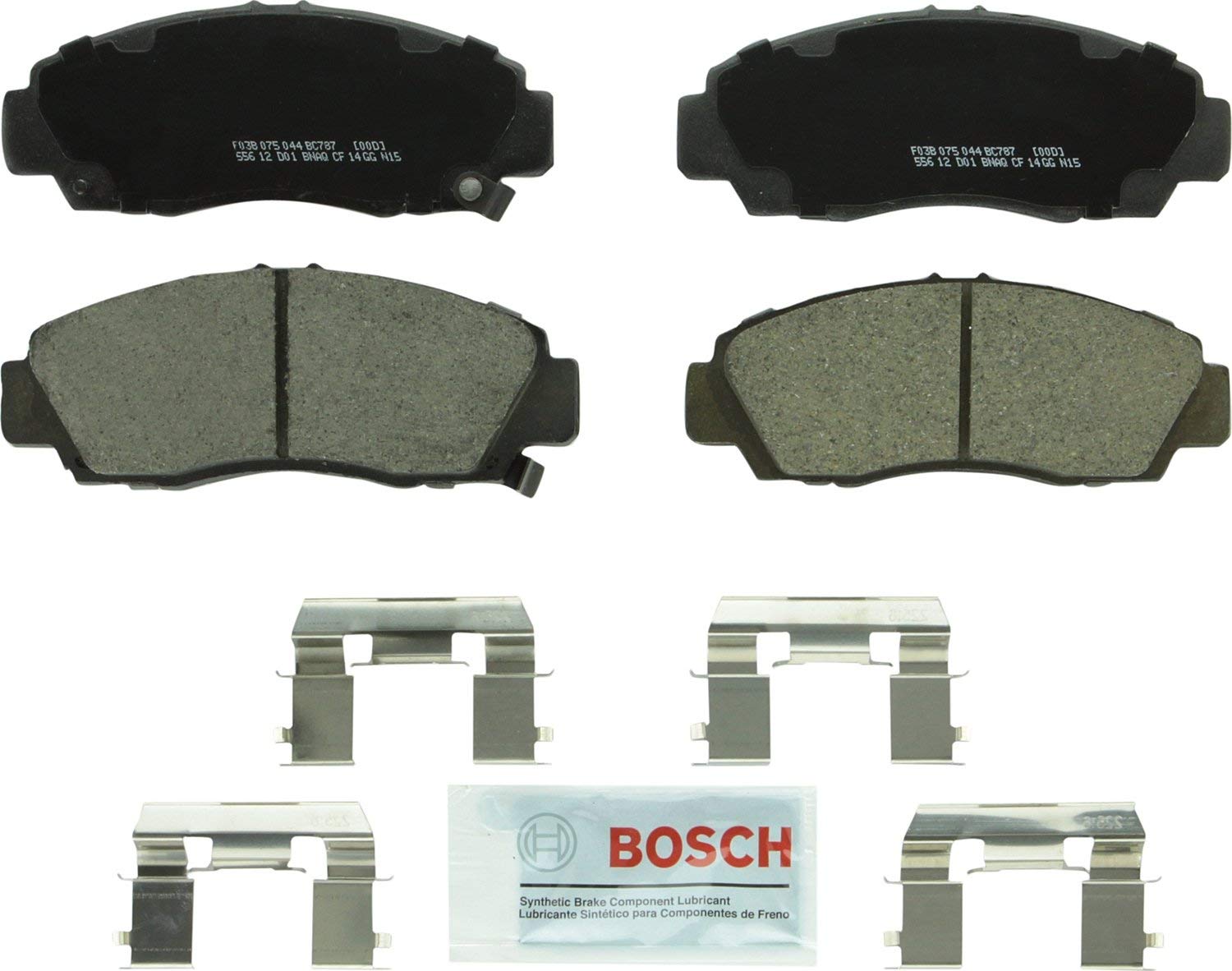 Bosch BC787 QuietCast Premium Ceramic Disc Brake Pad Set For: Acura CL, RL, TL, TSX; Honda Accord, Front