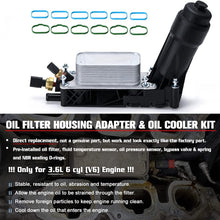 PTNHZ Oil Cooler Filter Adapter Housing w/ Sensors Gaskets Kit Relacement For 14-17 Chrysler 200/300 Dodge Caravan Jeep Cherokee Ram 1500 3.6L V6 Aluminum Silver 68105583AF