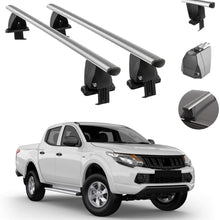 Roof Rack Cross Bars Lockable Luggage Carrier Smooth Roof Cars | Fits Mitsubishi L200 Triton 2015-2021 Silver Aluminum Cargo Carrier Rooftop Bars | Automotive Exterior Accessories