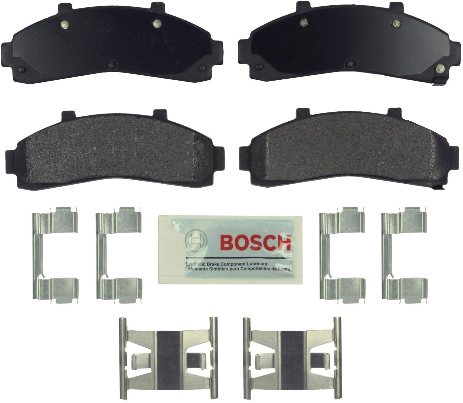 Bosch BE652H Blue Disc Brake Pad Set with Hardware for Select Ford, Mazda, and Mercury Trucks and SUVs - FRONT