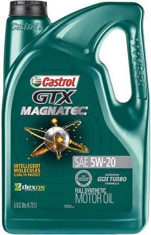 Castrol 03063 GTX MAGNATEC 5W-20 Full Synthetic Motor Oil, Green , 5 Quart