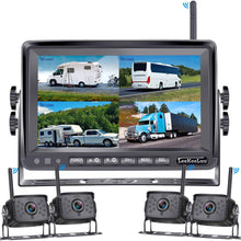 LeeKooLuu F14 Wireless Digital Backup 4 Cameras 7” DVR Quad Split Monitor for RVs Trucks Trailers Bus 1080P High-Speed Observation System Rear View Side View Cameras with Grid Lines DIY Setting
