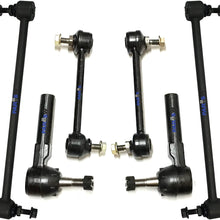 PartsW 6 Pc Suspension Kit for Buick Allure LaCrosse 2008-2009 Pontiac Grand Prix 2004-2008 Outer Tie Rod Ends, Front & Rear Sway Bar End Links