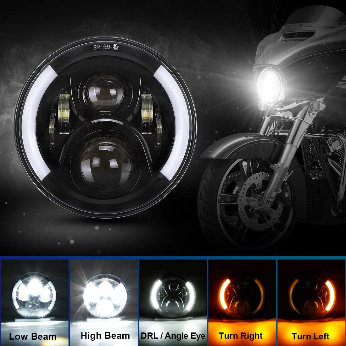 SUPAREE 7 inches LED Motorcycle Headlight for Harley Davidson