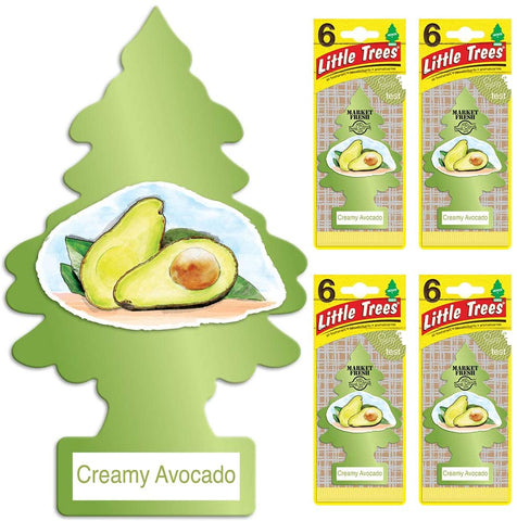 Little Trees Car Air Freshener | Hanging Tree Provides Long Lasting Scent for Auto or Home |Creamy Avocado, 6-Packs (4 Count)