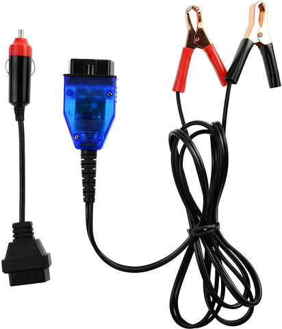 Allsun Car Memory Data Saver Automotive Emergency Power Supply Cable Battery Cable OBD II Memory Saver Connector Vehicle Clock Memory Saver Two 2 Alligator Clips and Cigarette Lighter Socket