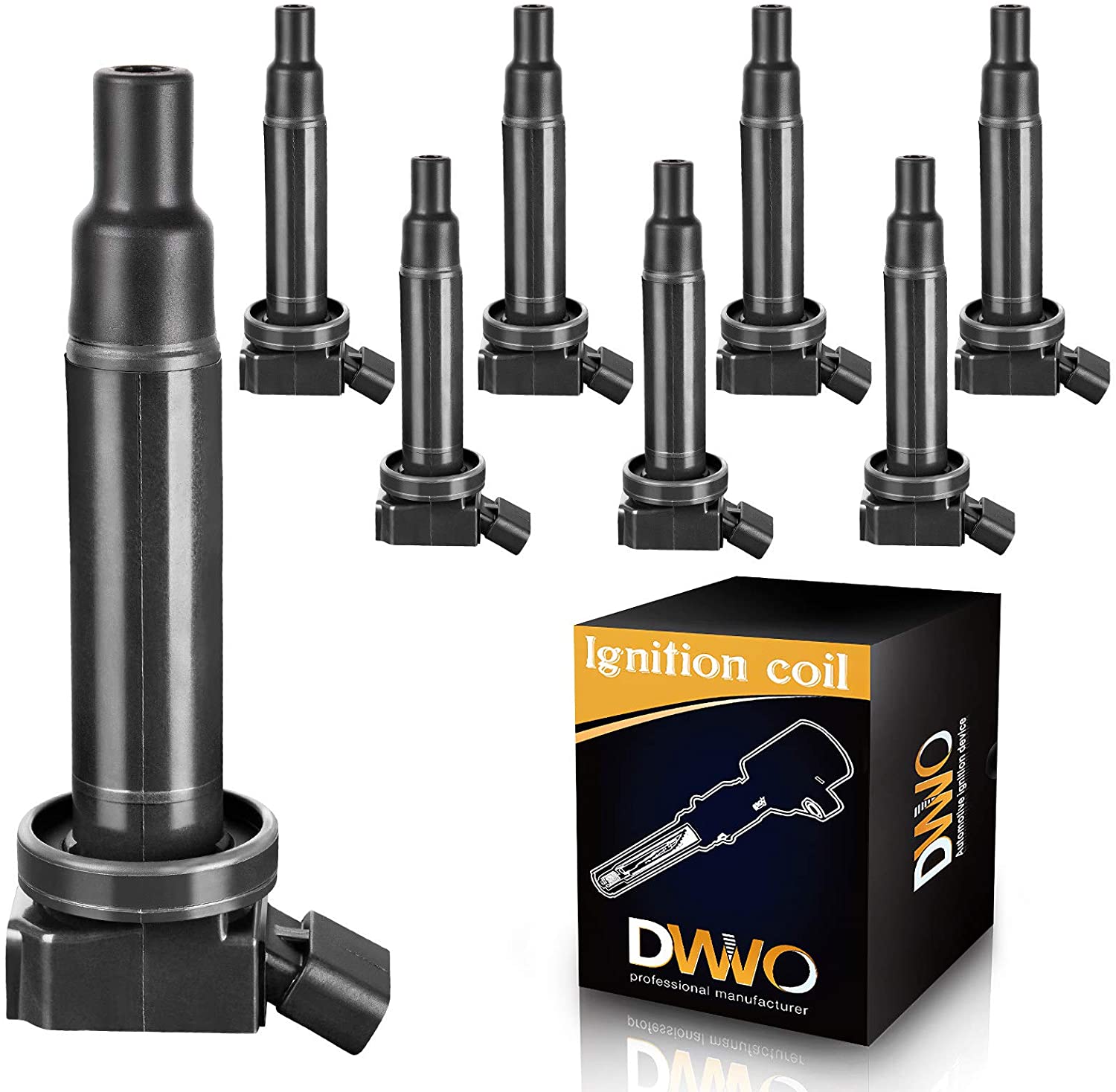 DWVO Ignition Coil Pack Compatible for Toyota 4Runner Tundra SequoiaLand Cruiser, Lexus GS430 SC430 LS430 GX470 LX470 LX570-4.3L 4.7L V8 - Set of 8