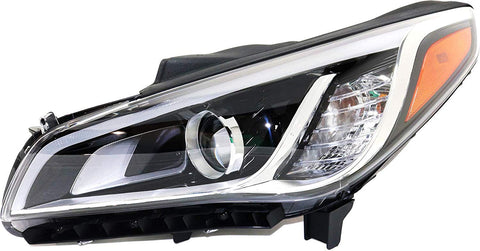 Headlight Assembly Compatible with 2015-2017 Hyundai Sonata HID with HID Kit Driver Side