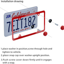 LivTee 4 Holes Stainless Steel License Plate Frames, 2 PCS Car Licence Plate Covers Slim Design with Bolts Washer Caps for US Vehicles, Red