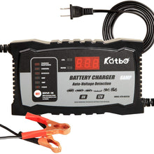 KATBO Automatic Battery Charger 6V 12V Auto-Voltage Detection， 2Amp 6 Amp Lead Acid Battery Float Charger Maintainer With LCD Display For Motorcycle Car Boat Marine Lawn mower Atv Toy Car