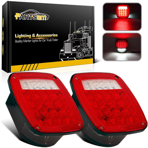 Partsam Pairs 38 LED Jeep Style Universal Tail Brake Turn Stop Licence Back up Reverse Lights Replacement for Jeep YJ TJ JK CJ Truck Trailer Boat RV,12V Stud Mounted Lamps Waterproof,Pack of 2