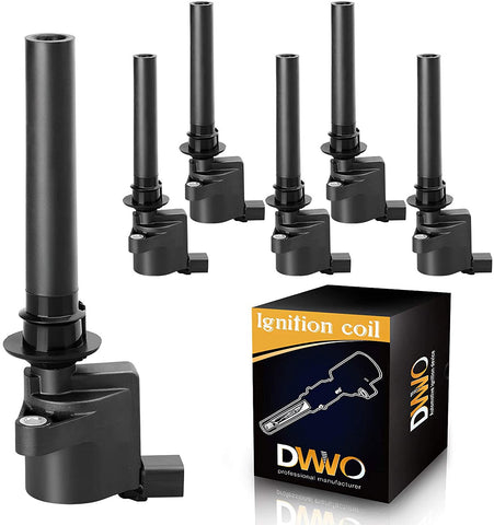 DWVO Ignition Coil Pack Compatible with Ford Escape Taurus Freestyle Five Hundred - Mercury Mariner Montego Sable - 01-11 Mazda Tribute 3.0L V6 - Set of 6
