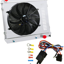 OzCoolingParts 4 Row Core All Aluminum Radiator + 16" Fan w/Louver Shroud + Thermostat/Relay Wire Kit for 1961-1966 62 63 64 65 Chevy GMC C10 C20 C30 K10 K20 K30 Trucks Suburban Pontiac Olds V8