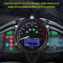 Qiilu Universal 0~160KM/H Motorcycle Odometer LED LCD Digital Speedometer Tachometer Black Gauges with Night Light Fit for Most Popular 12V Motorbike