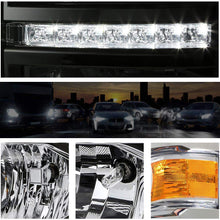 LED DRL Headlight Assembly Compatible with Chevy Silverado 14-15 Headlamps with Chrome Housing Amber Corner Pair