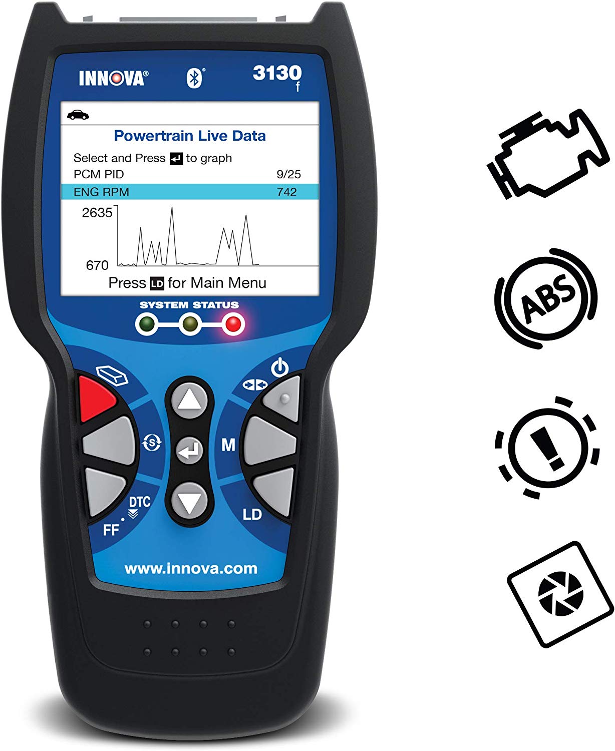 Innova 3130f Code Reader / Scan Tool with ABS and Bluetooth for OBD2 Vehicles