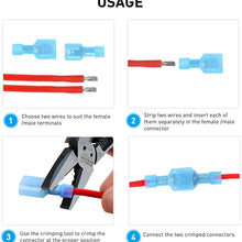 Nilight 200PCS Male Female Fully Insulated Wire Crimp Terminal Nylon Quick Connectors Wiring Spade 16-14 Gauge, 2 Years Warranty