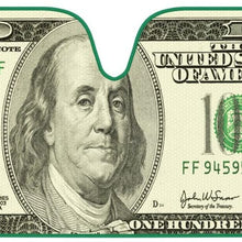 Hundred Dollar Bill Benjamin Franklin Front Windshield Sun Shade - Accordion Folding Auto Sunshade for Car Truck SUV - Blocks UV Rays Sun Visor Protector - Keeps Your Vehicle Cool - 58 x 28 Inch