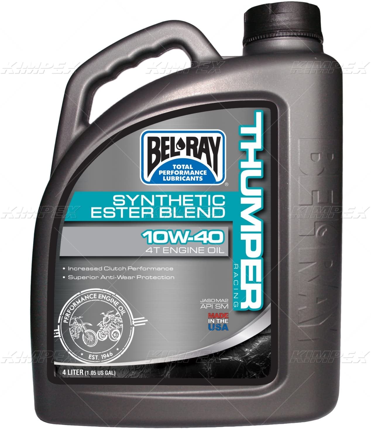Bel-ray 99520-b4lw thumper synthetic ester blend 4t engine oil 10w-40 4-liter (99520-B4LW)