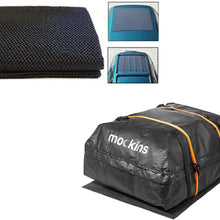 mockins Waterproof Cargo Roof Bag Set With Protective Car Roof Mat And 2 Ratchet Straps | 44" X 34" X 18" 15 Cu ft Capacity | For Cars With Racks or Without Racks | Heavy Duty Abrasion Resistant Vinyl