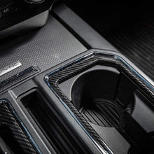 Voodonala Carbon Fiber Grain Cab Gear Shift and Cup Holder Trim Sheet Kit Interior Accessories for Ford F150 2016 2017 2018