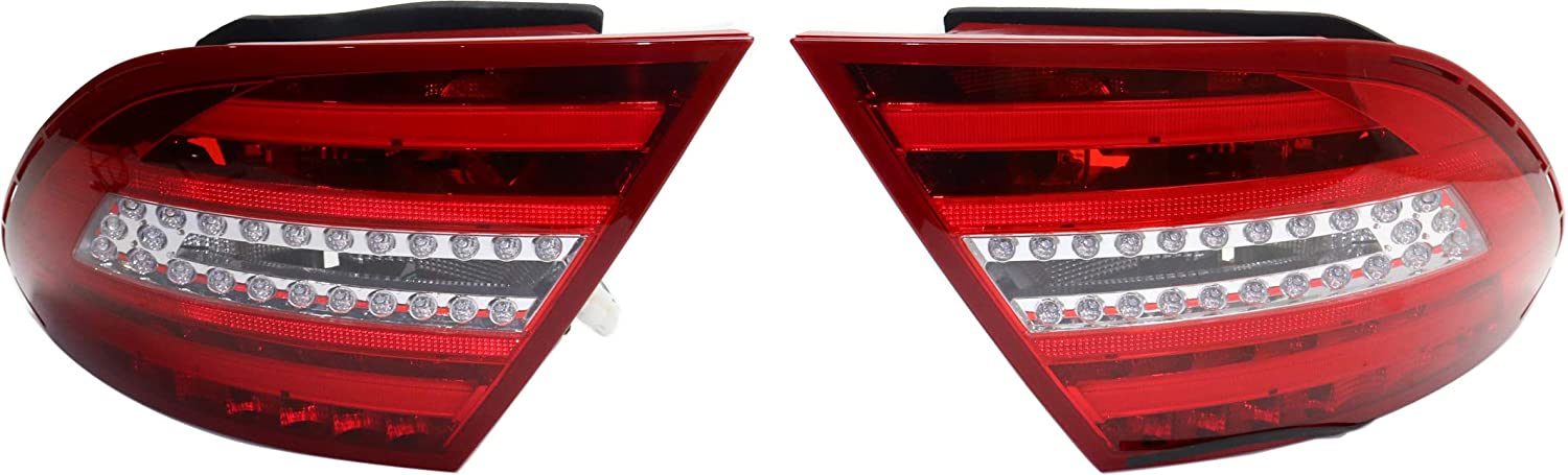 Tail Light Assembly Compatible with 2012-2013 Mercedes Benz C250, C300, C350 and C63 AMG Clear & Red Lens Set of 2 Driver and Passenger Side