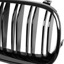 X AUTOHAUX 1 Pair Glossy Black Car Hood Kidney Bars Front Grille Double Line 4 Door for BMW E60 2003-2009