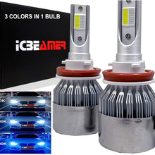 ICBEAMER H8 H9 H11 LED COB 3 Color in 1 Replace Headlight Bulb HID or Halogen Lamp 6000K White 10000K 30000K Dark Blue