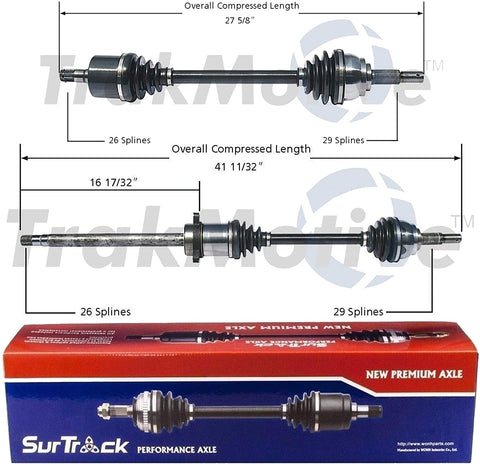 SurTrack Pair Set of 2 Front CV Axle Shafts For Nissan Quest 3.5 V6 2004-2009