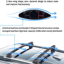 Cross Bars Roof Rack Compatible for 2011-2021 Jeep Grand Cherokee Aluminum ABS Cargo Carrier Kayak Rooftop Luggage Crossbar Max Load 155 LBS