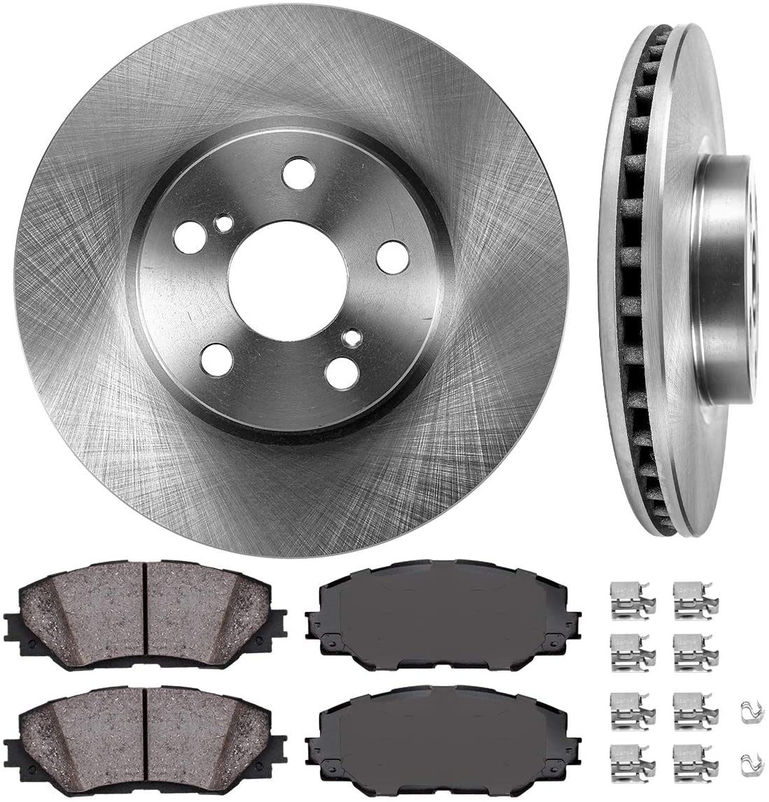 CRK11224 FRONT 275 mm Premium OE 5 Lug [2] Brake Disc Rotors + [4] Ceramic Brake Pads + Clips