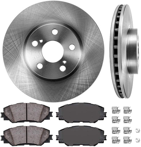 CRK11224 FRONT 275 mm Premium OE 5 Lug [2] Brake Disc Rotors + [4] Ceramic Brake Pads + Clips