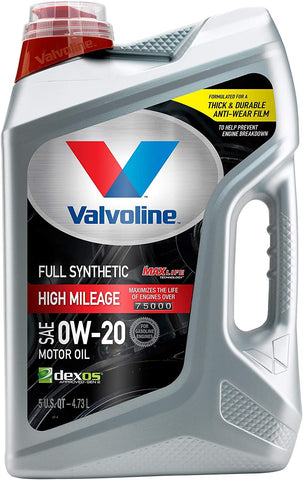 Valvoline Full Synthetic High Mileage with MaxLife Technology SAE 0W-20 Motor Oil 5 QT