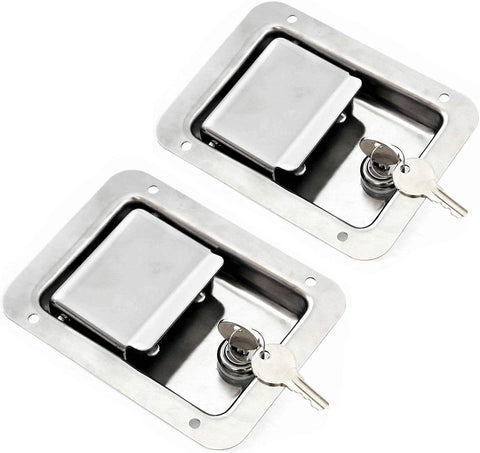 TCH Hardware 2 Pack Stainless Steel Paddle Slam Latch with Lock & Key - Flush Single Point Handle for Door Trailer RV Jeep